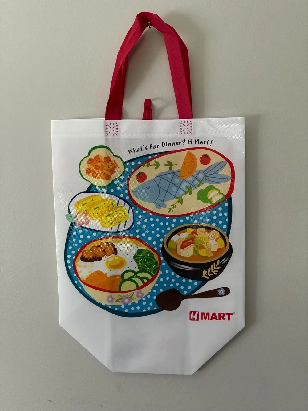 NWOT HMart “What’s for Dinner?” Reusable Tote Bag – Korean Food Graphic